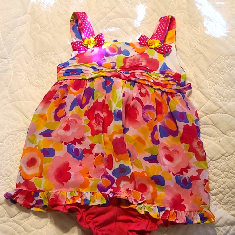 Floral print dress/ onesie Sz 18 mo